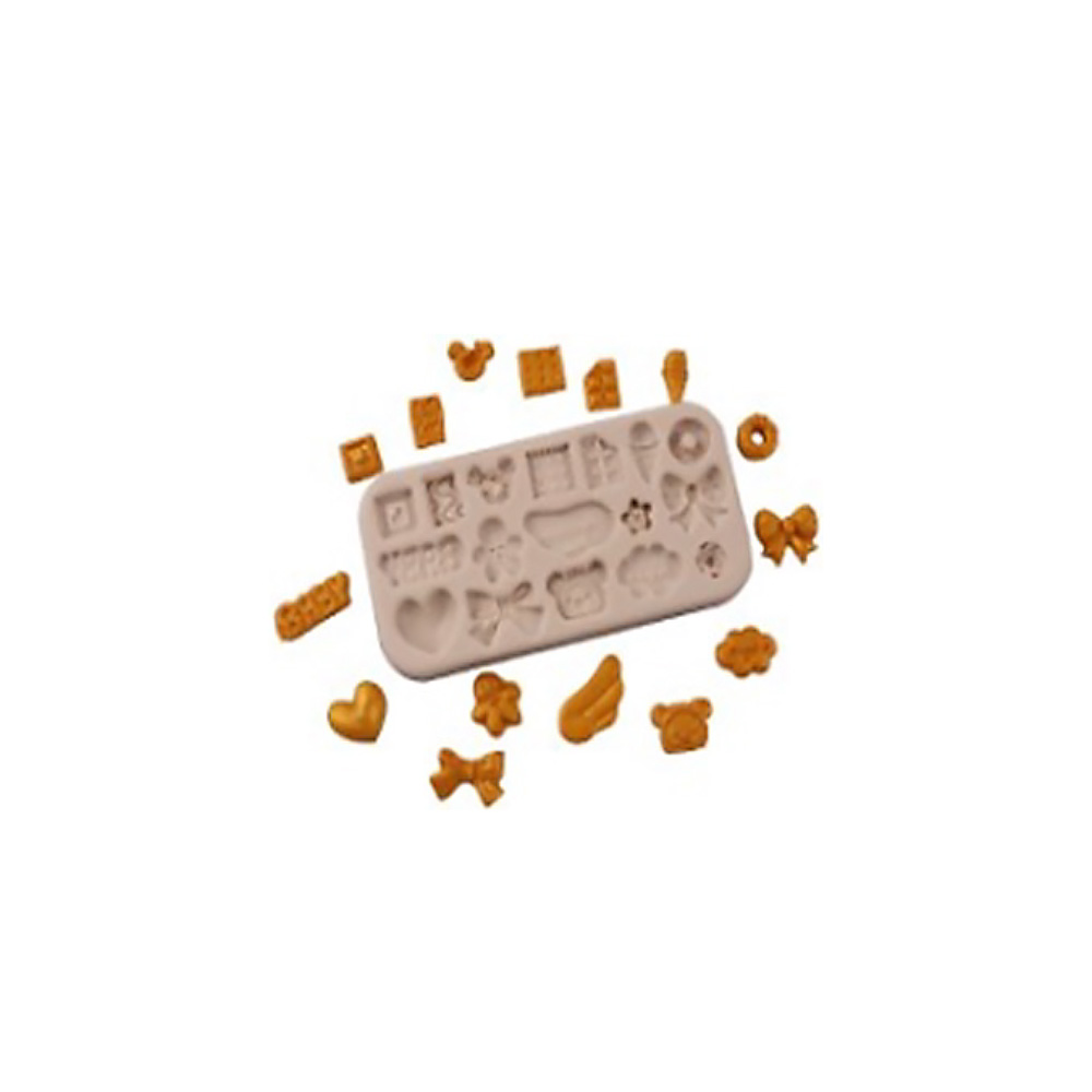 MOLDE SILICON SURTIDO 17 FIGURAS 12X6X1 CM