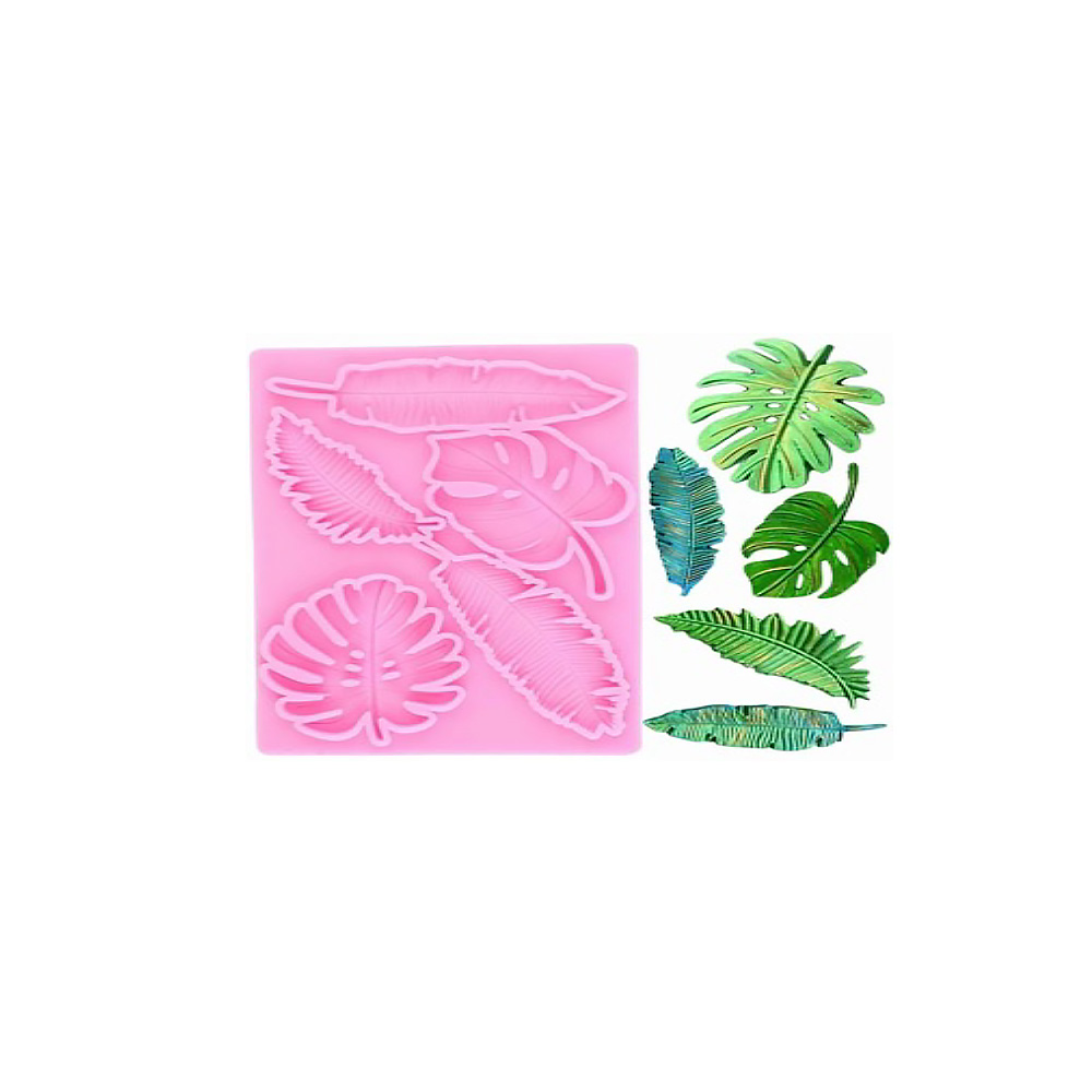 MOLDE SILICON HOJAS RESALTADAS 19.5X23X2 CM