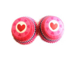 CAPACILLO MINI #4  CORAZON PUNTOS BLANCOS 100 PZ