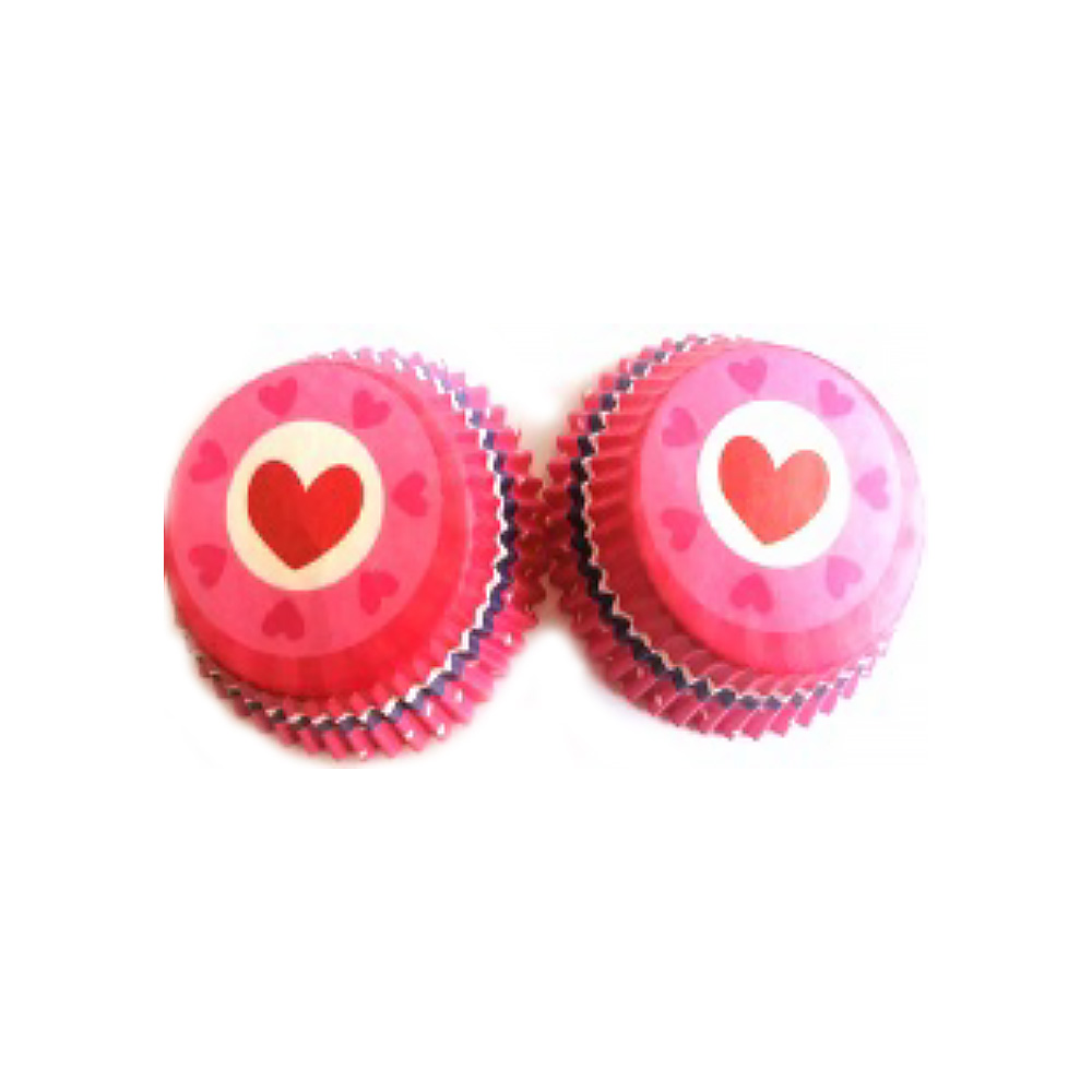 CAPACILLO MINI #4  CORAZON PUNTOS BLANCOS 100 PZ