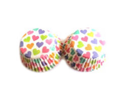 CAPACILLO MINI # 4 BLANCO CORAZONES DE COLORES 100 PZ