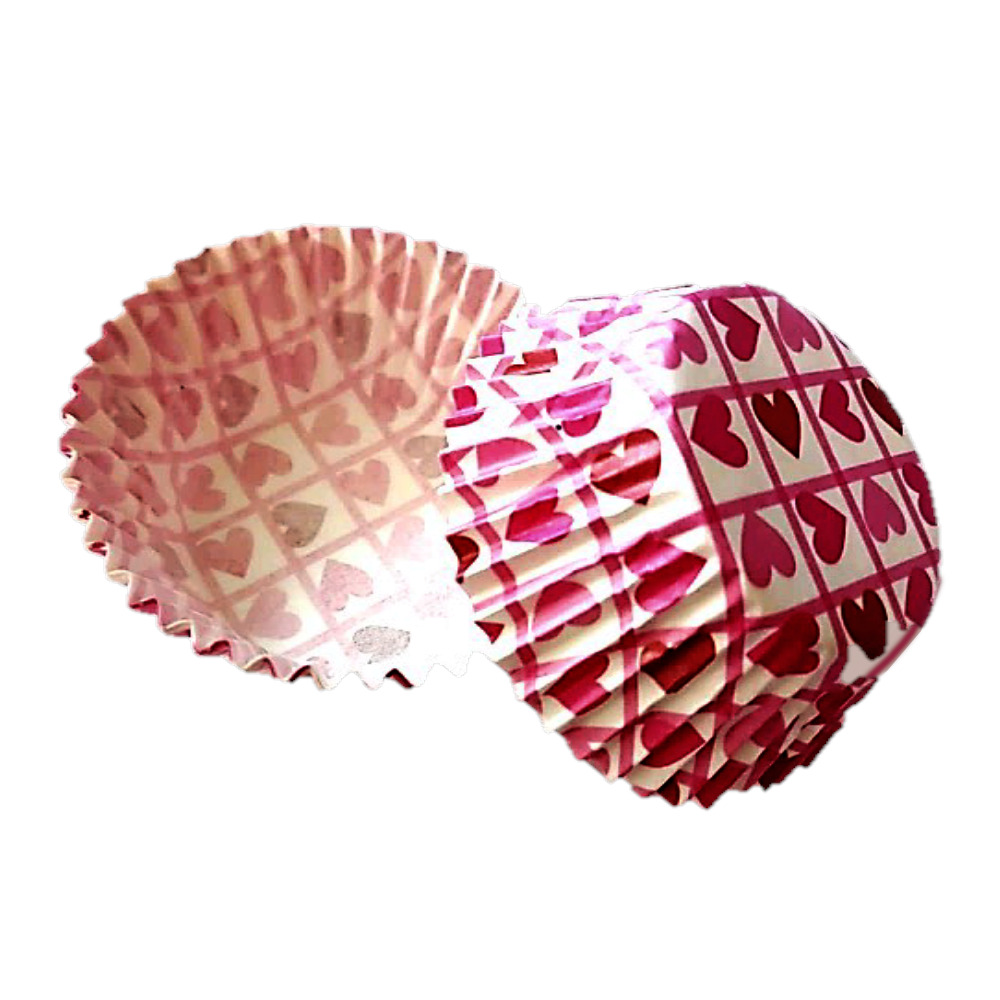 CAPACILLO # 72  CORAZONES ROJO Y ROSA EN CUADROS 100 PZ