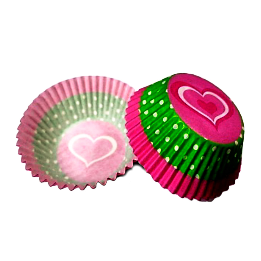 CAPACILLO # 72  ROSA Y VERDE CORAZON 100 PZ