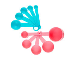 SET TAZAS Y CUCHARAS MEDIDORAS DE PLTSTICO 8 PIEZAS