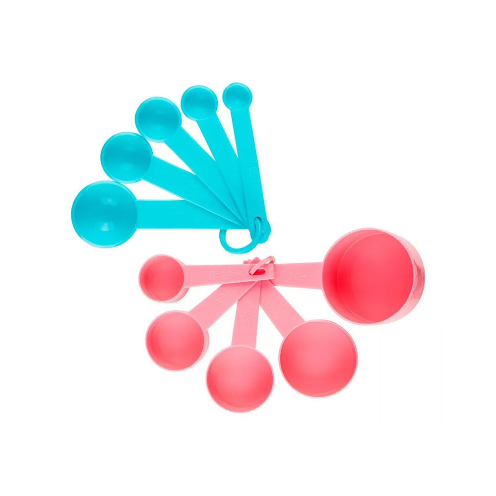 SET TAZAS Y CUCHARAS MEDIDORAS DE PLTSTICO 8 PIEZAS