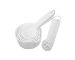 JUEGO DE TAZAS Y CUCHARAS MEDIDORAS DE PLTSTICO 8 PIEZAS
