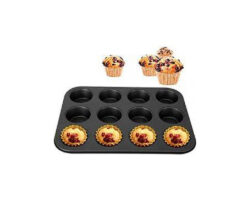 MOLDE PARA CUP CAKES CON ANTIADHERENTE 12 CV ESTANDAR