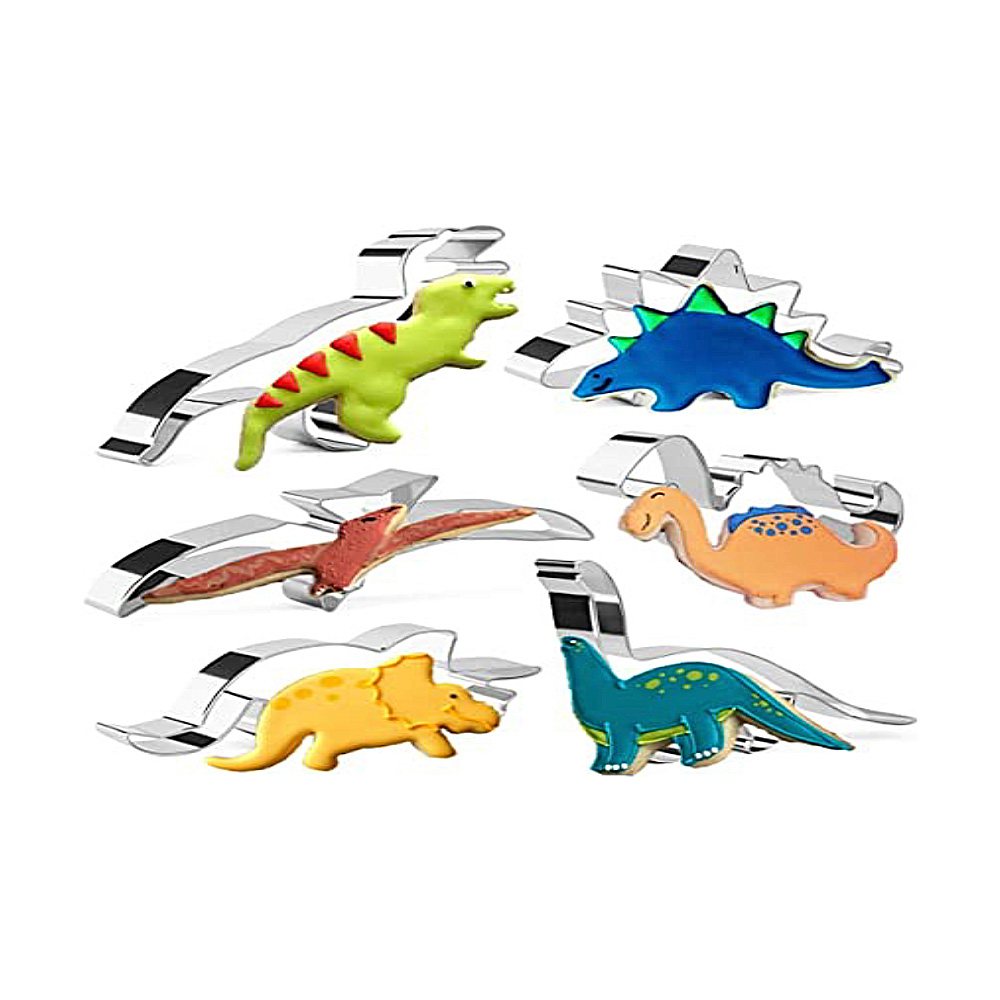 SET CORTADORES AINOX DINOSAURIO 6 PZ  10 X 7 CM
