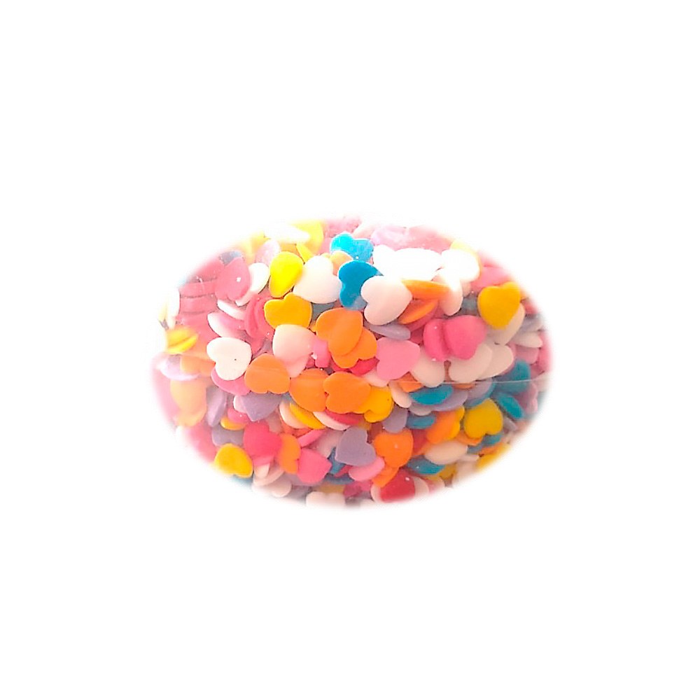 CAN CONFETE CORAZON MULTI COLOR  AZUCAR  1KG