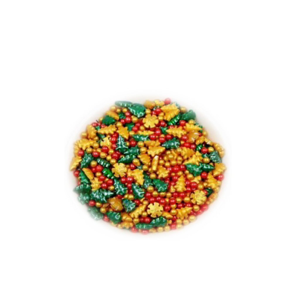 CAN PINO Y PERLA DE AZUCAR VERDE, DORADO, ROJO BOLSA DE 1 KG