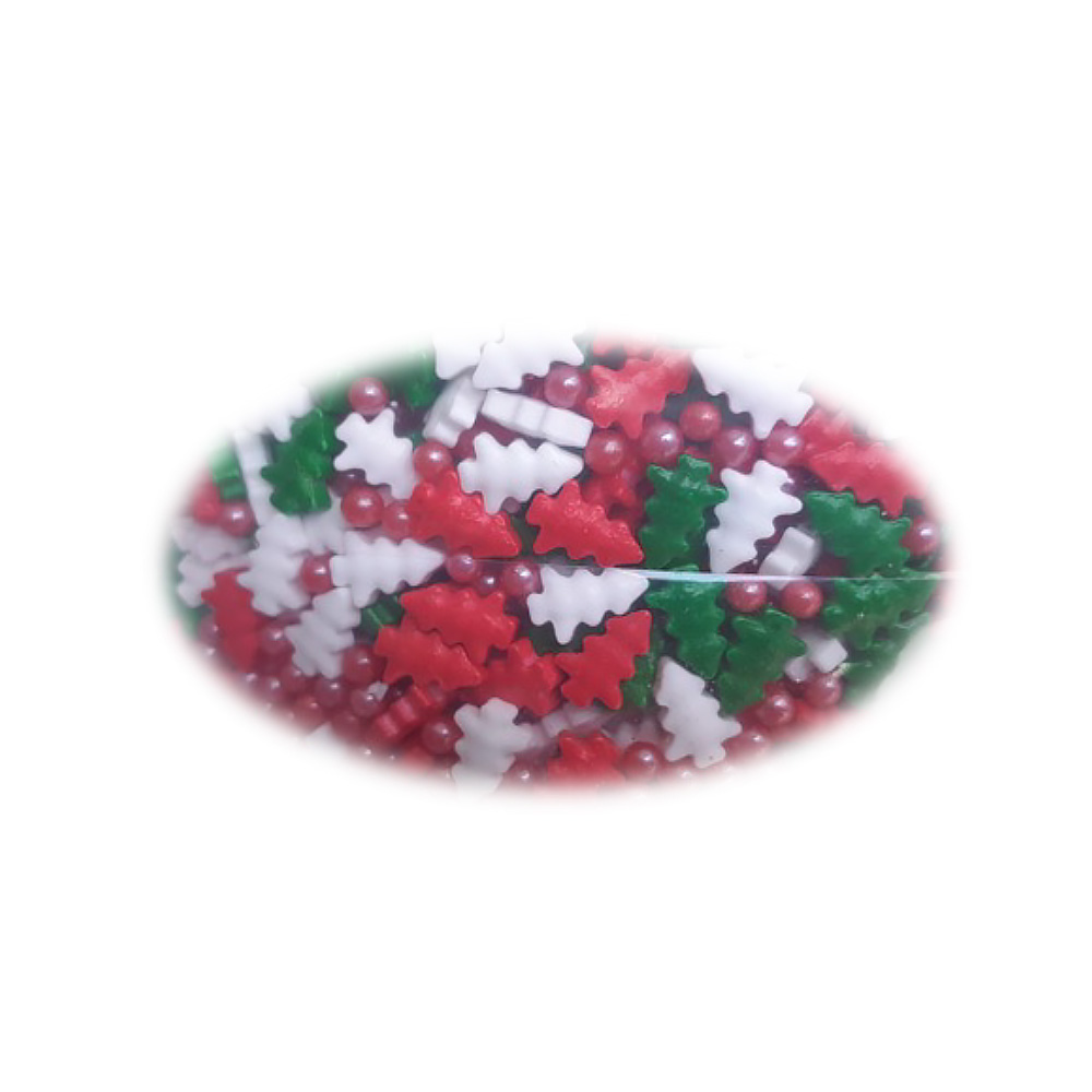 CAN PINO VERDE BLANCO Y ROJO CON PERLA ROJA 1 KG