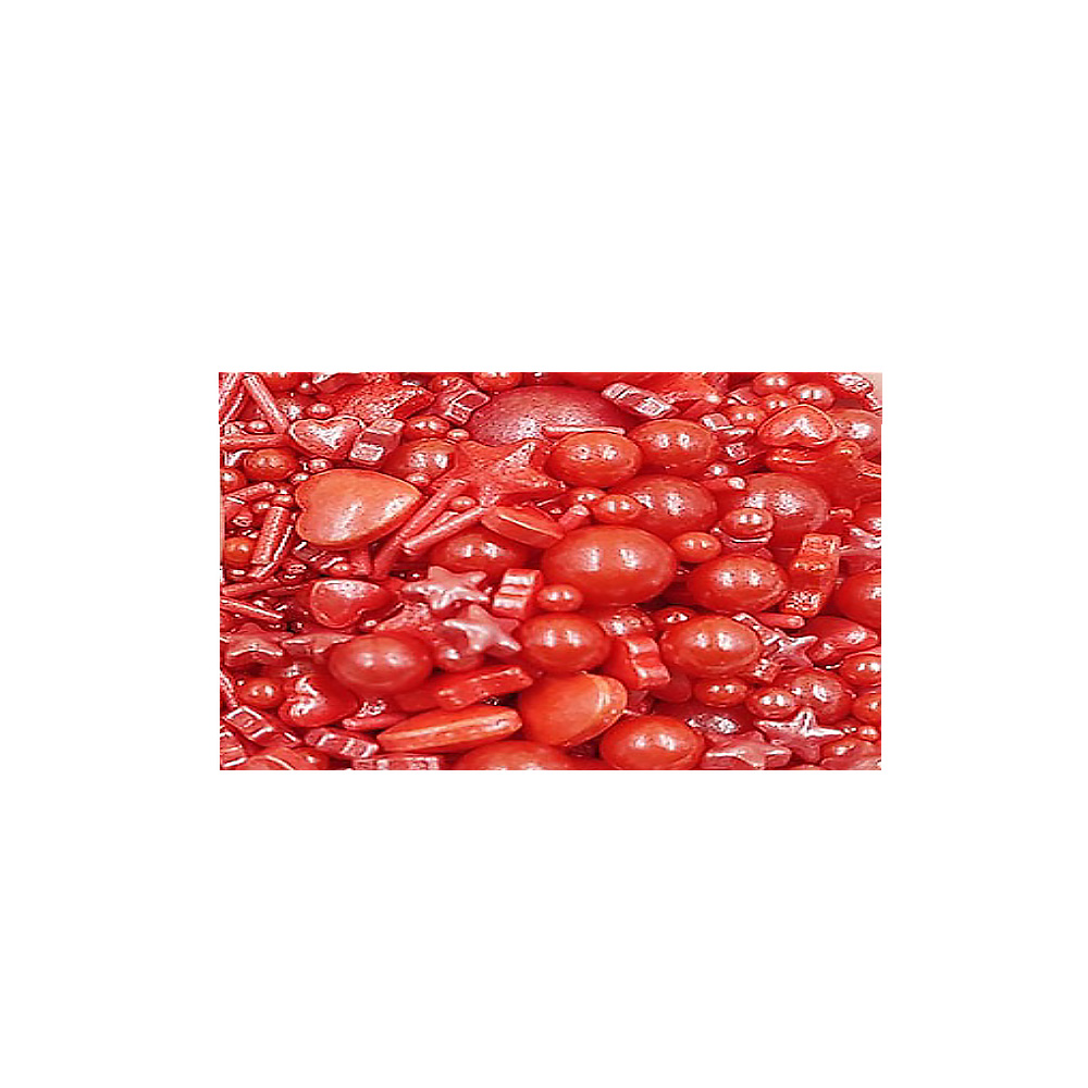 CAN PERLA CORAZON, ESTRELLA Y PALITO DE AZUCAR. ROJO. BOLSA