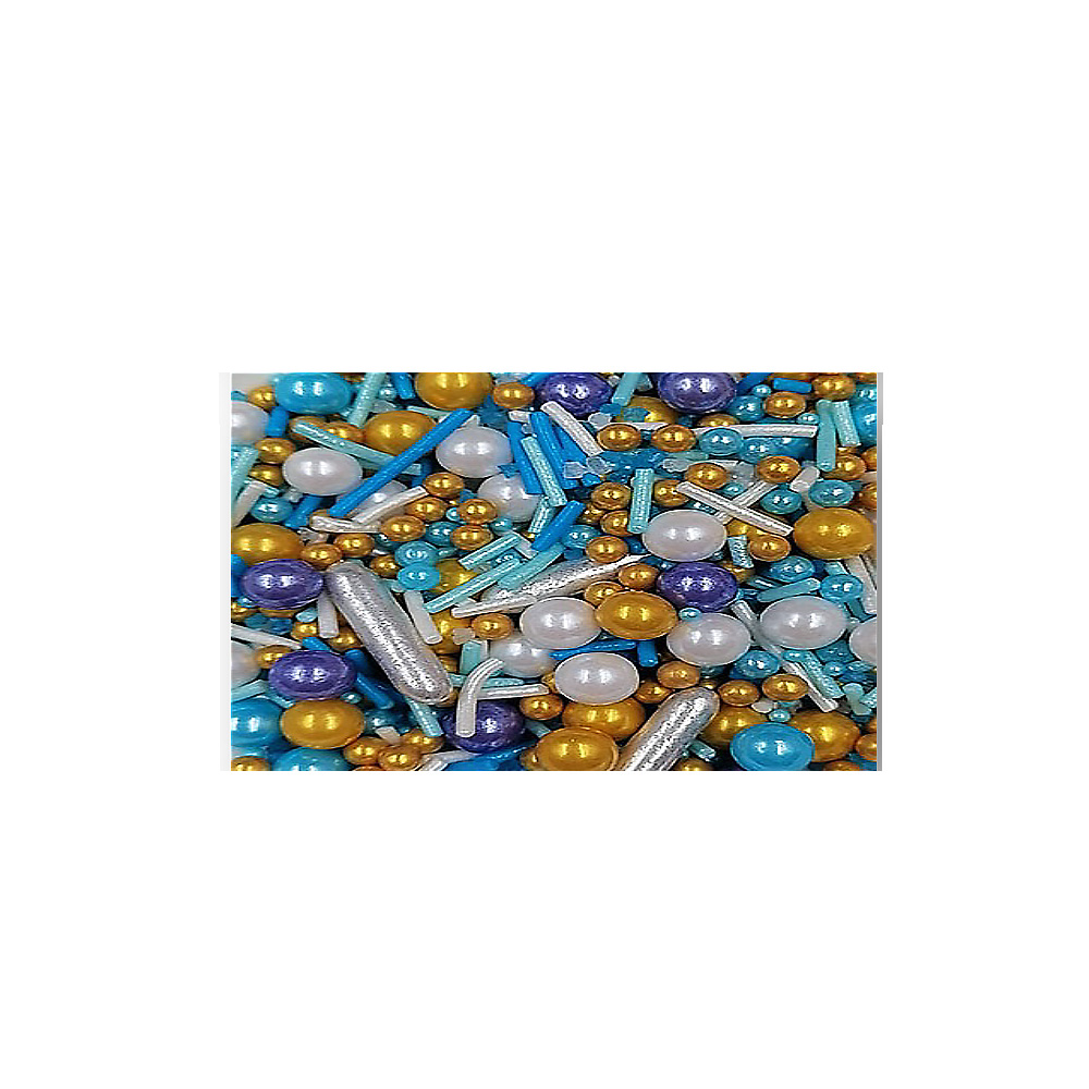 CAN PERLA Y BARRAS DE AZUCAR. AZUL, PLATA, DORADO, BLCO BOLS