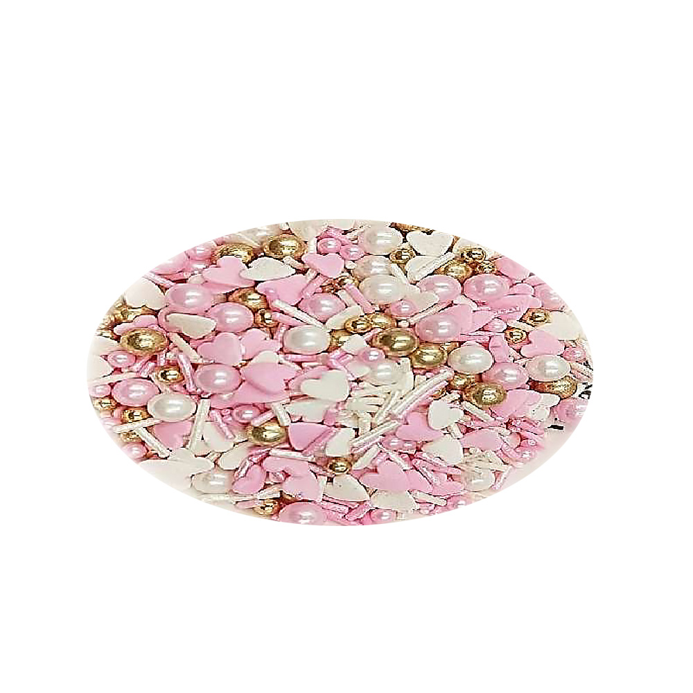 CAN PERLA CORAZON PALITO DORADO ROSA Y BLANCO 1 KG