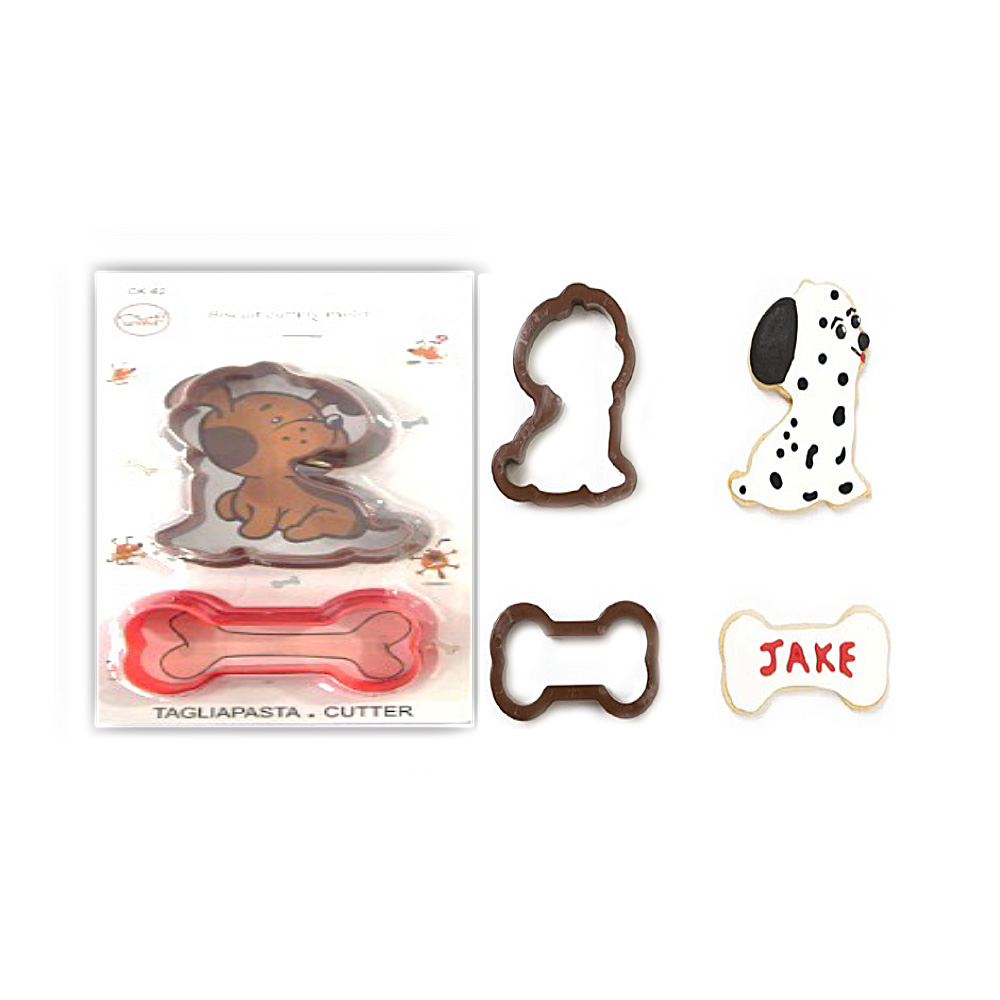 CORTADOR PLASTICO 2 PZ PERRO HUESO 9 Y 8 CM