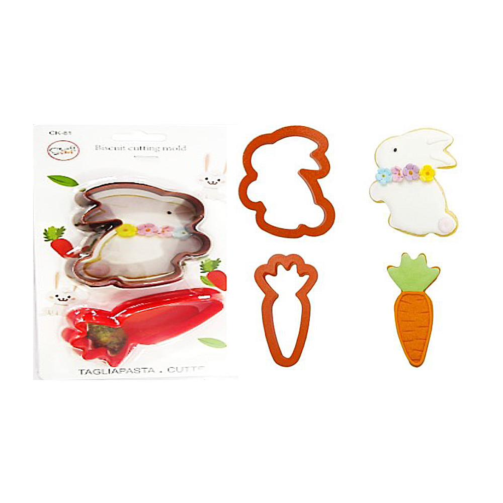 CORTADOR PLASTICO 2 PZ CONEJO ZANAHORIA 8 Y 8.5 CM