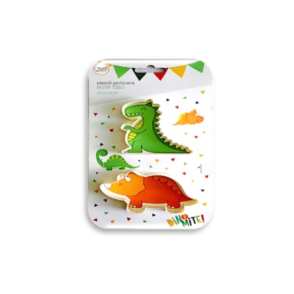 CORTADOR DINOS TRICERATOPS Y REX PLAST 11 Y 9 CM