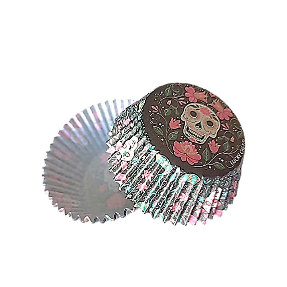 CAPACILLO  # 72 HALLOWEN NEGRO CALAVERA FLORES ROSAS  100 PZ