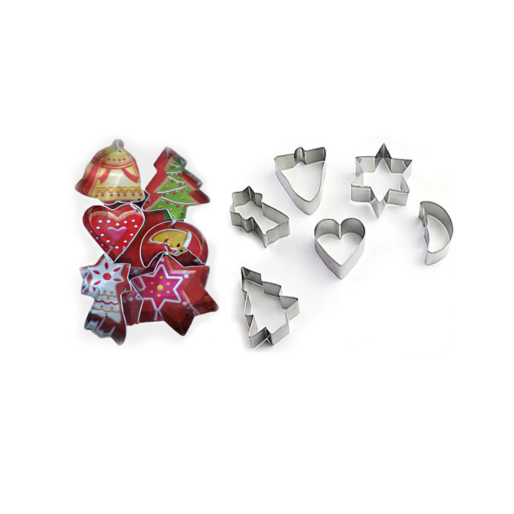 CORTADORES AINOX NAVIDAD 6PZ DIF FIG 8CM