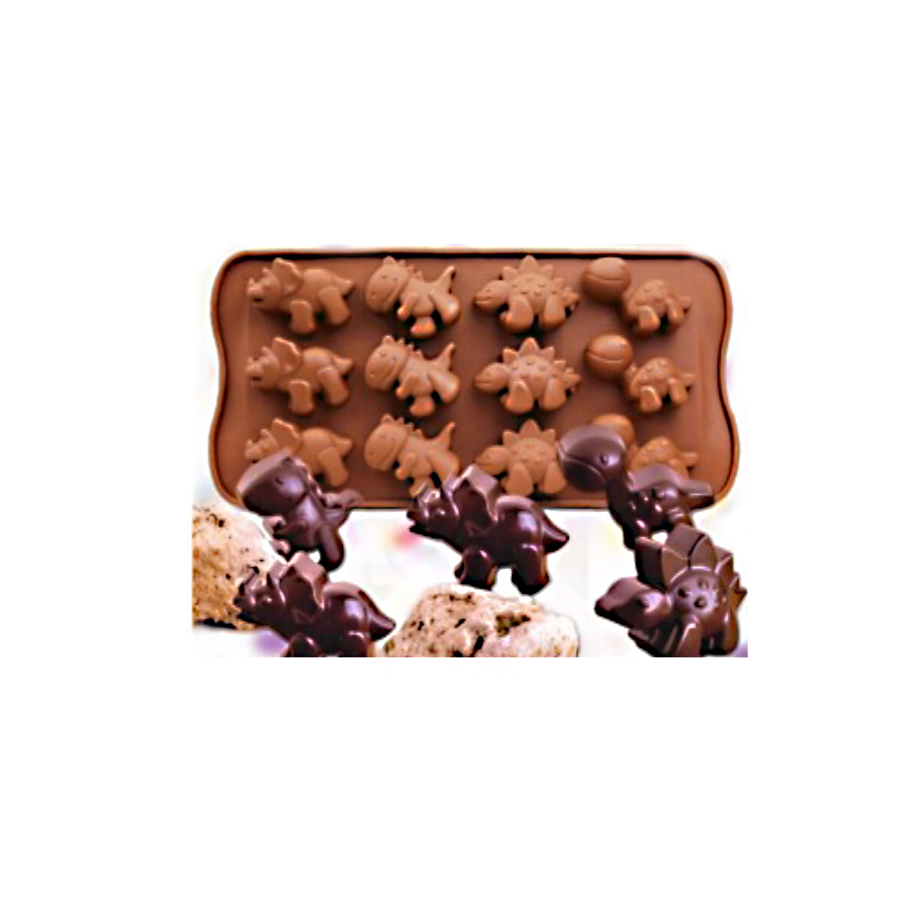 MOLDE SILICON DINOSAURIOS 12 CAV 21X10CM