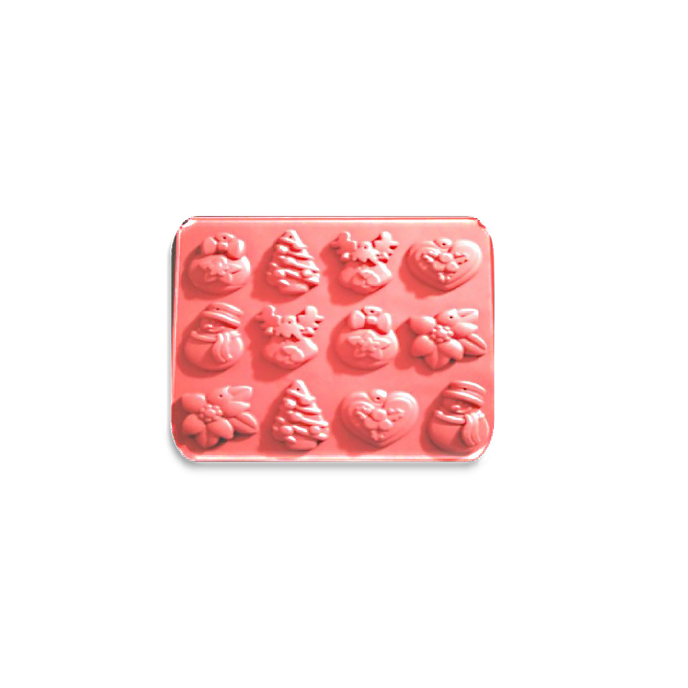 MOLDE SILICON NAVIDAD 12 CAV DIF FIGURAS 30X30CM