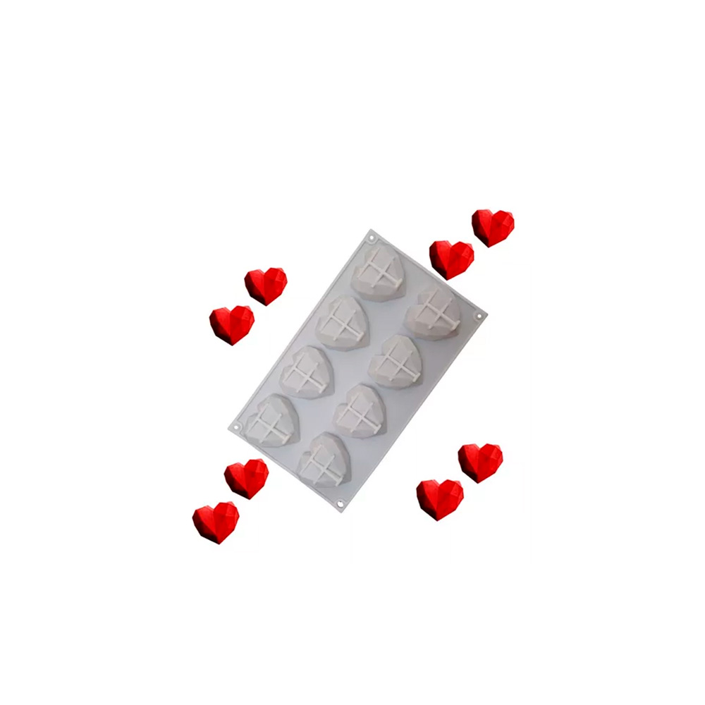 MOLDE SILICON CORAZON 3D 8 CAV 29X17X2CM