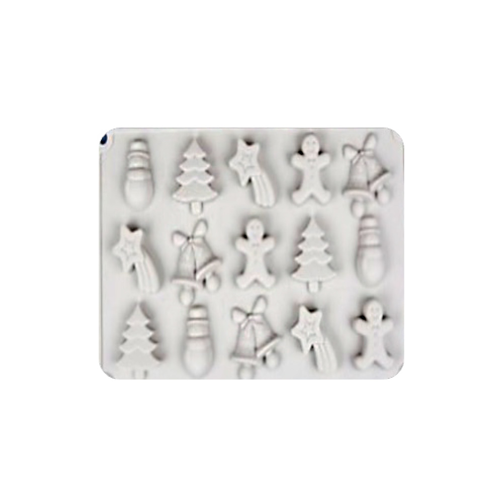 MOLDE SILICON NAVIDAD 15 CAV.ARBOL,CAMPANA,MNIEVE,JENG. 29X1