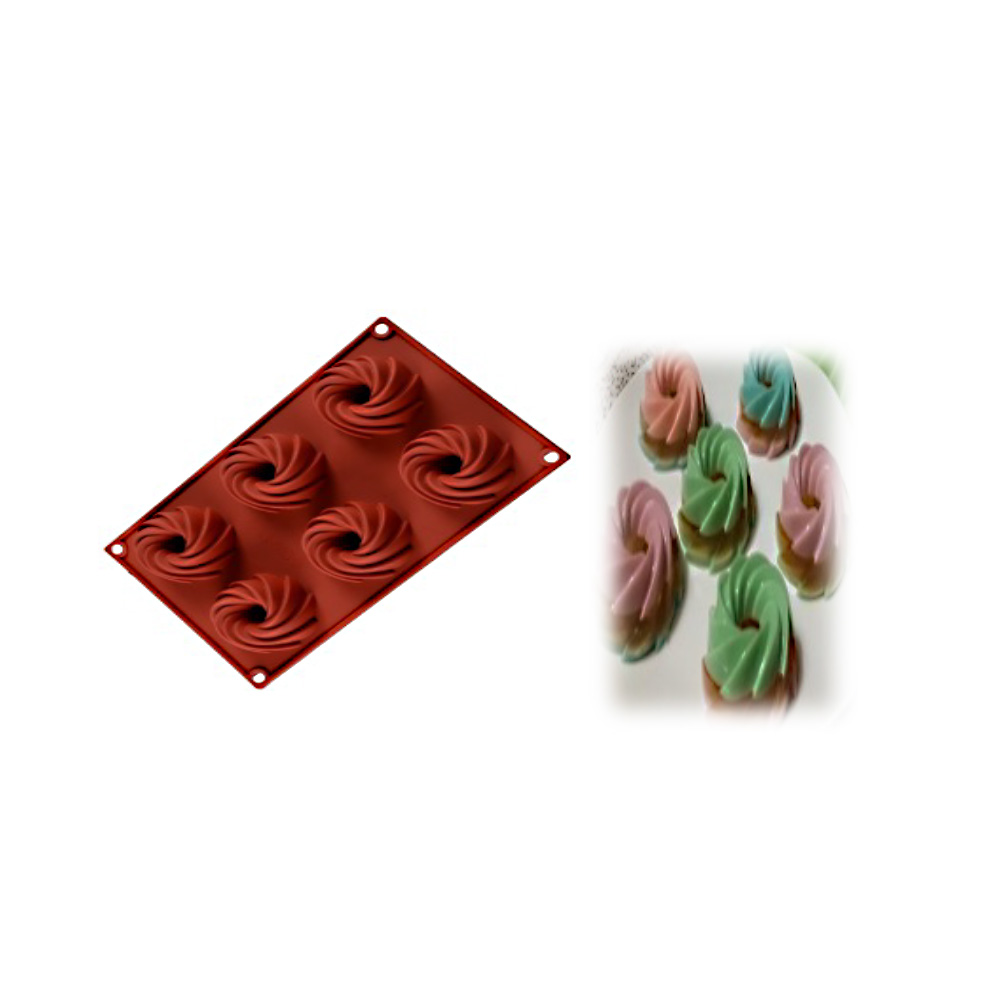 MOLDE DE SILICON ROSCA ESPIRAL 6 CAV. 7X3 CM