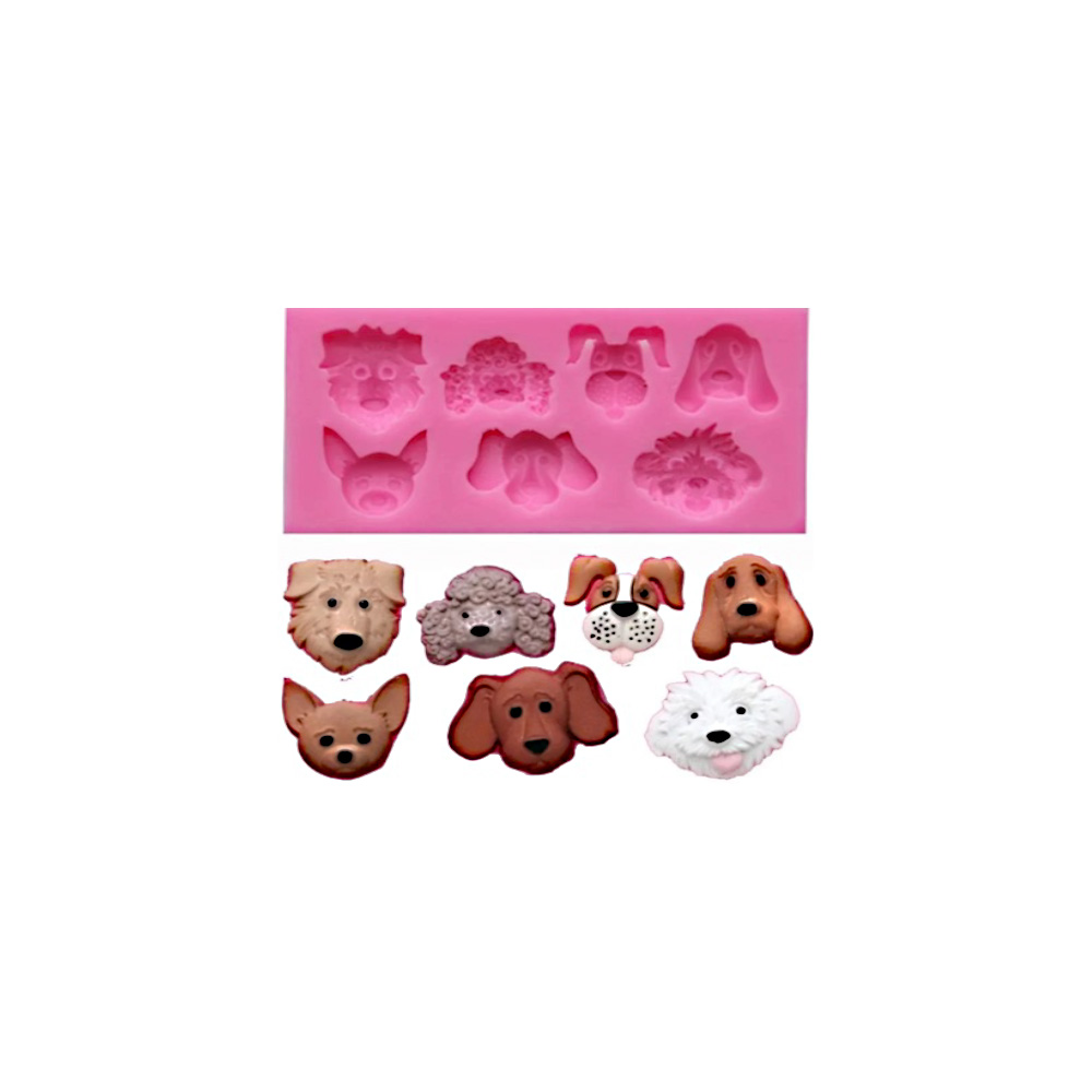 MOLDE SILICON CARAS  PERROS 10X5X1CM