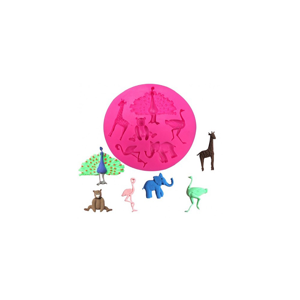 MOLDE SILICON ANIMALES 6 FIGURAS 8.5 X 1 CM