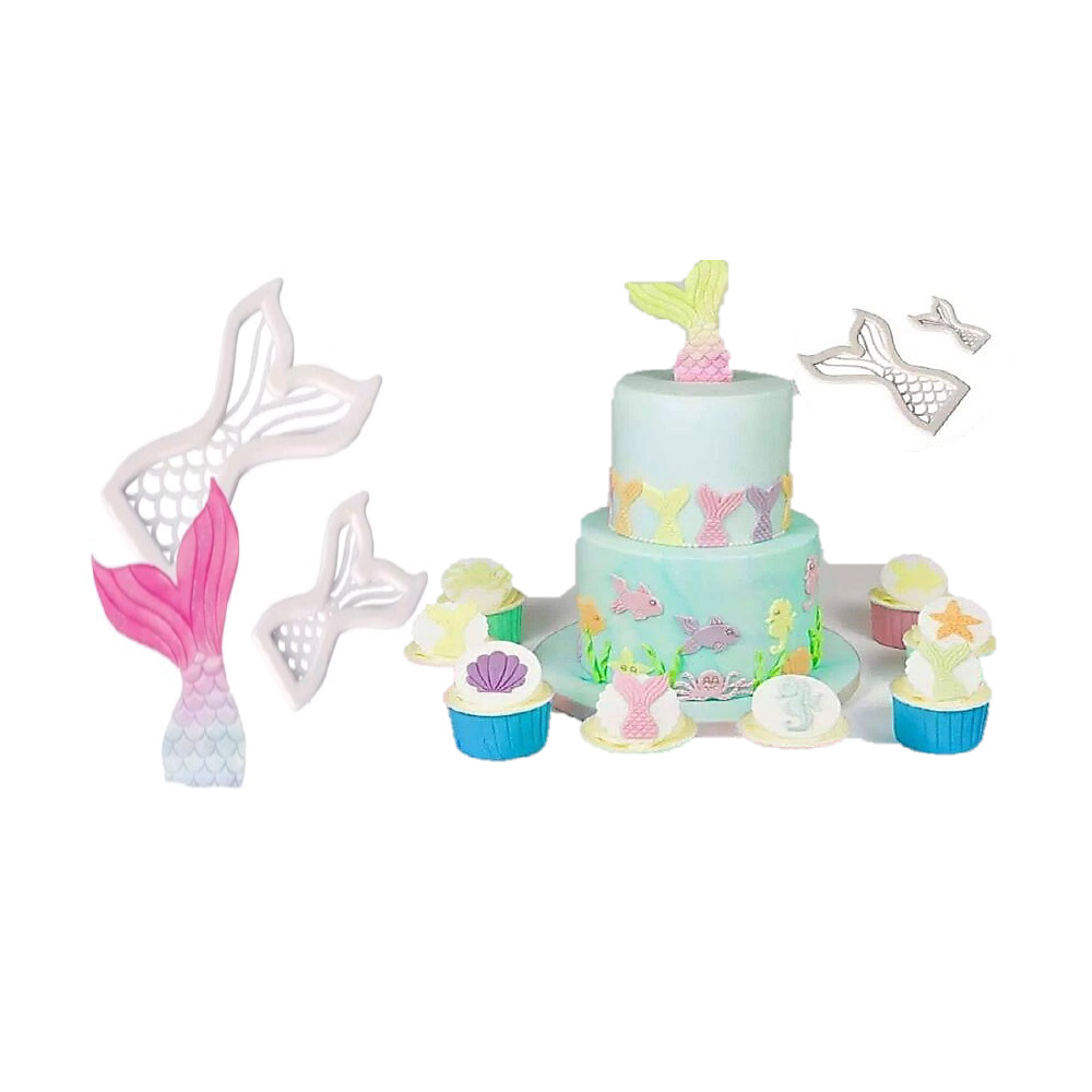 CORTADORES PLAS. COLA DE SIRENA 11X7 Y 6X3.5 CM 2 PZ