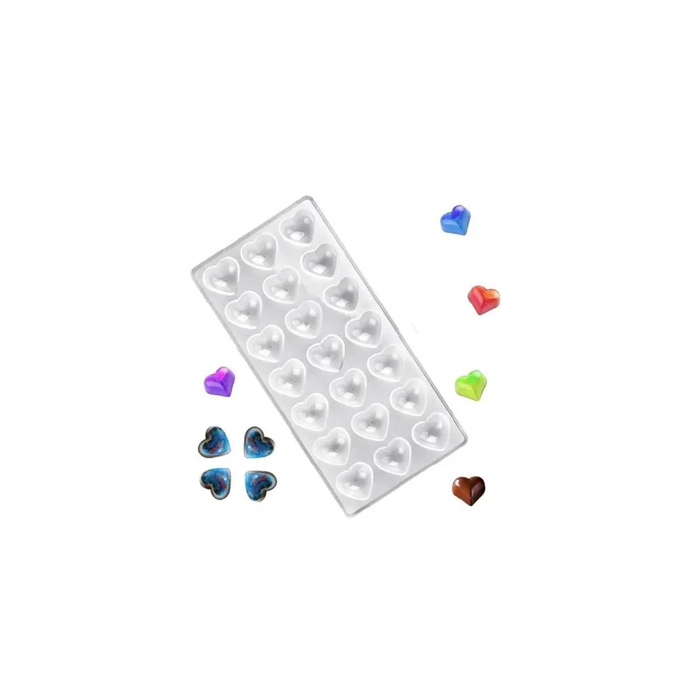 MOLDE POLICARBONATO 21 CAV CHOCO. CORAZONES 17X13 CM