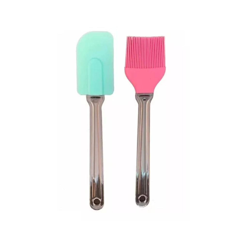 BROCHA Y ESPATULA SIL. Y ACERO COLORES 25 CMS.