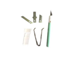 JUEGO DE NAVAJAS Y PINZA 6PZ MANGO SILICON