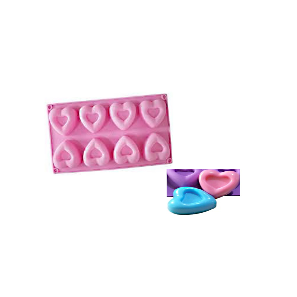 MOLDE SILICON 8 CORAZONES UNIDOS 6X3CM