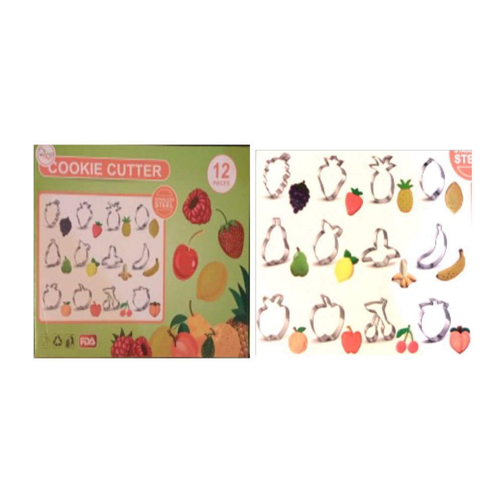 CAJA CORTADORES ACERO DE FRUTAS 12 PZAS.  7 CMS.