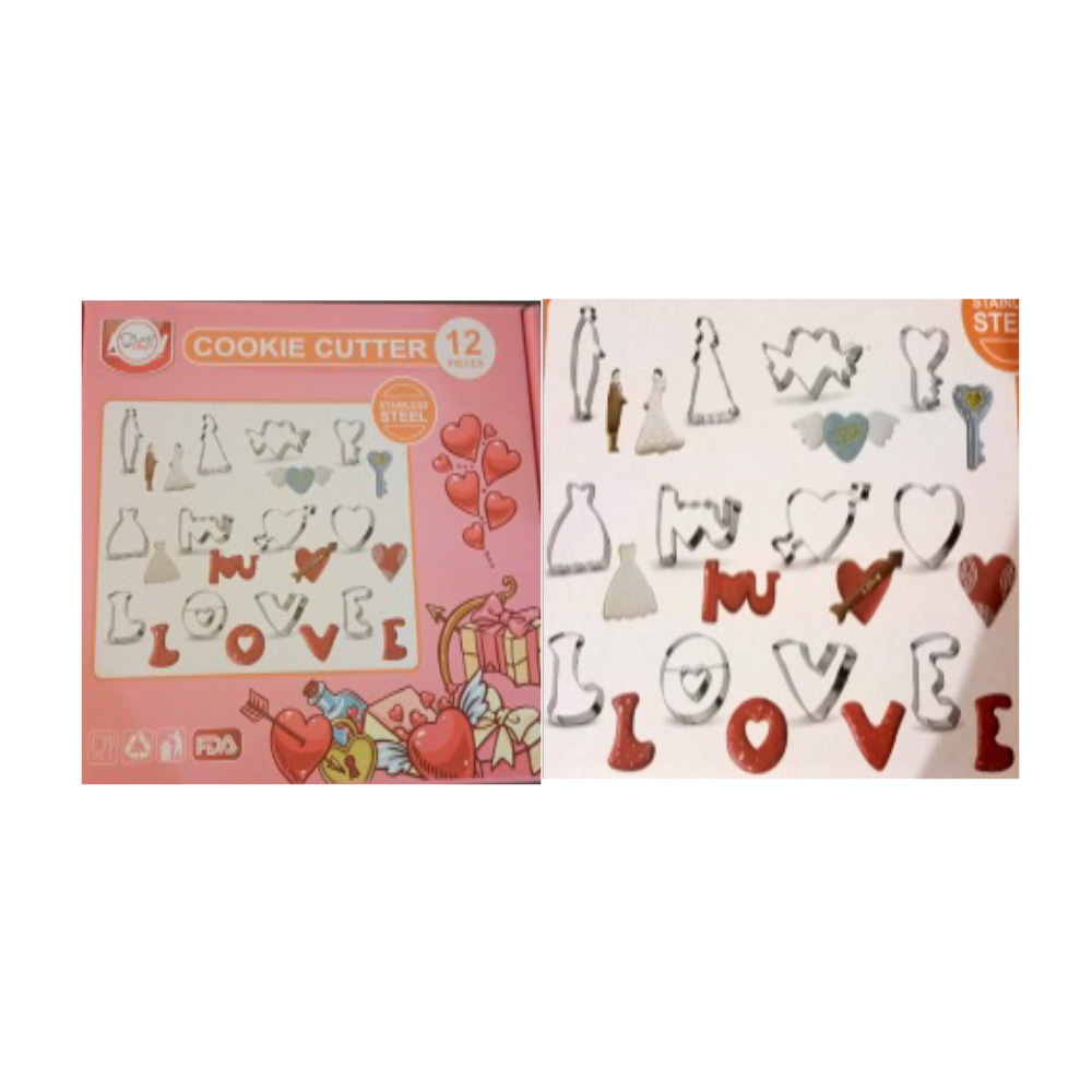 CAJA CORTADORES ACERO SAN VALENTIN 12 PZAS. 7 CMS.