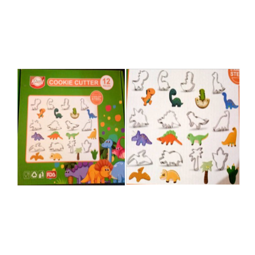 CAJA CORTADORES ACERO DINOSAURIOS 12 PZAS. 7 CMS.