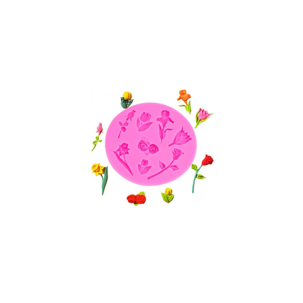 MOLDE SILICON FLORES TULIPAN ROSA 7.5CM REDONDO