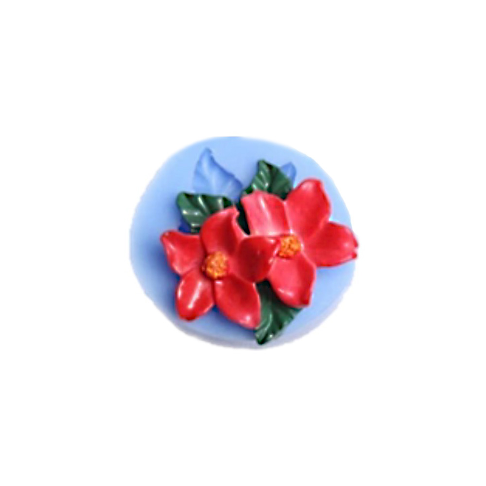 MOLDE SILICON REDONDO 2 FLORES 5.5X2CM