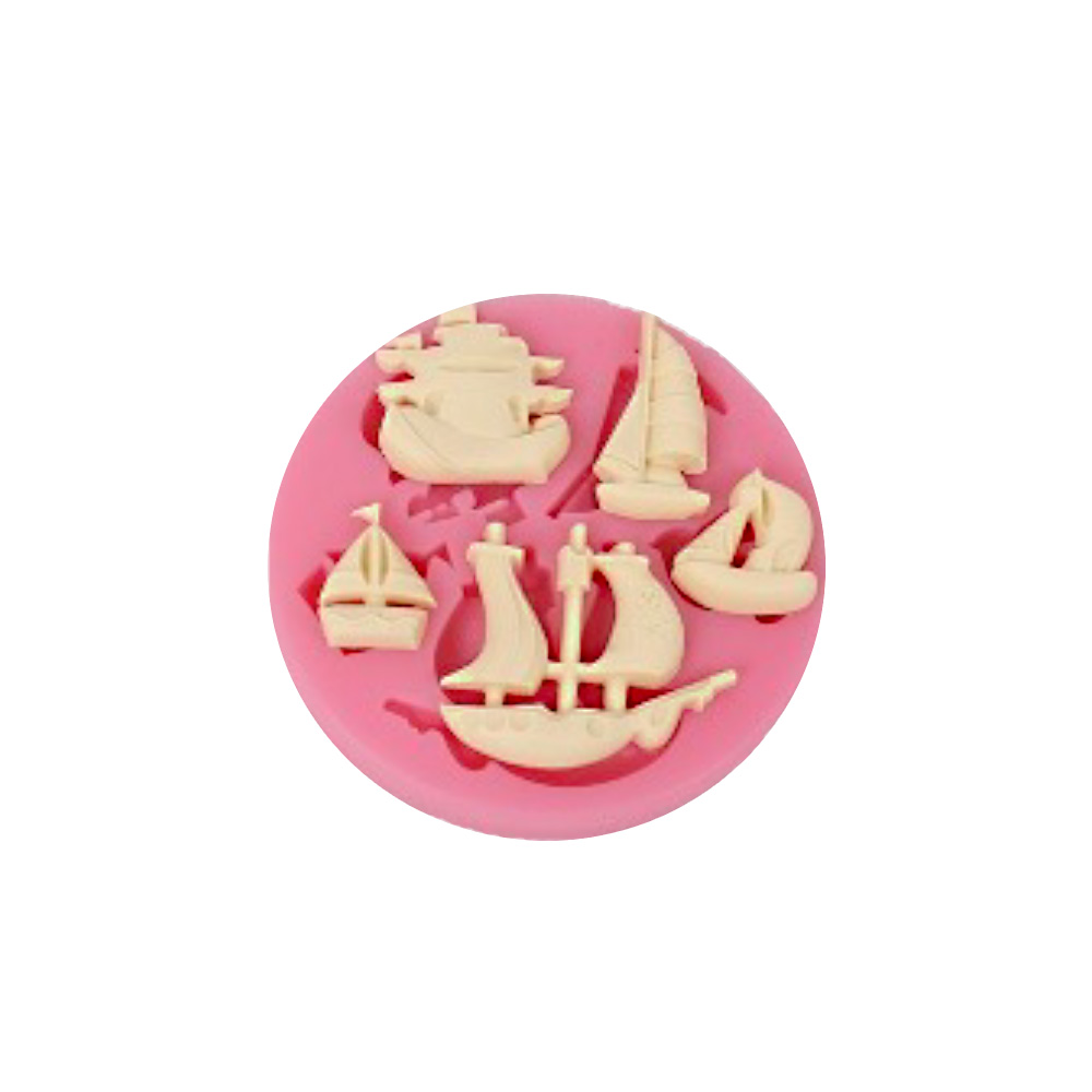 MOLDE SILICON REDONDO 5 BARCOS 7.5X1CM