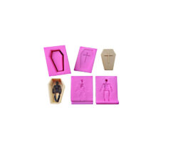 MOLDE SILICON ATAUD CALAVERA 4PZ 6X12X4.5, 6X10X12CM