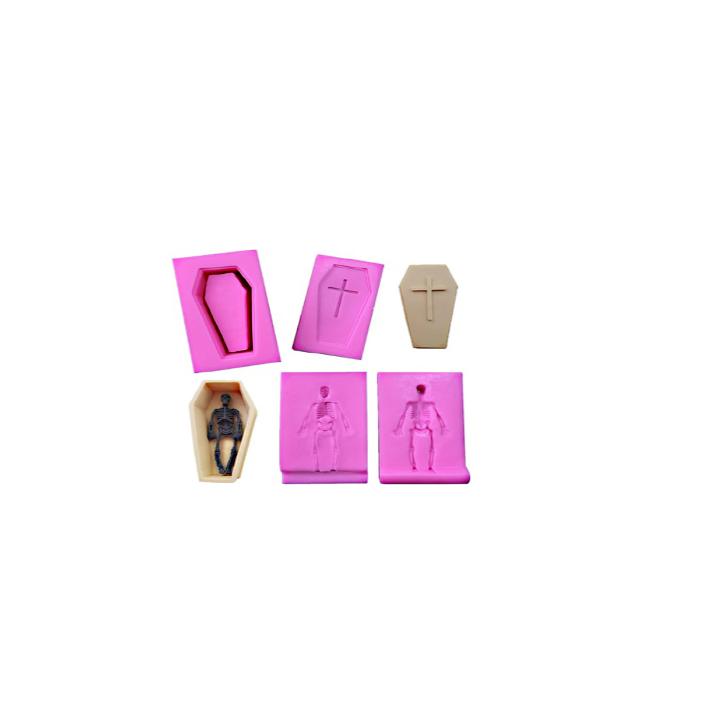 MOLDE SILICON ATAUD CALAVERA 4PZ 6X12X4.5, 6X10X12CM