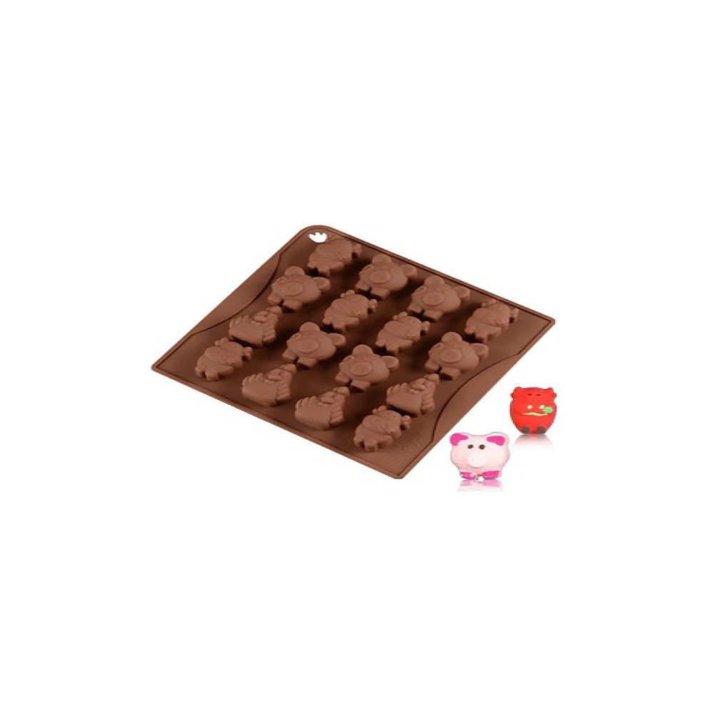 MOLDE SILICON CERDO GALLINA VACA 16 CAV 3.5 CM