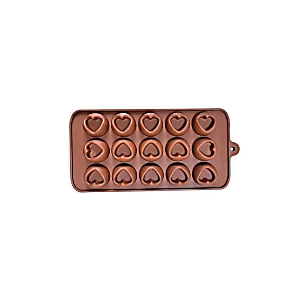 MOLDE SILICON CORAZONES HUECOS 15 CAV 3X1 CM