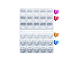 MOLDE SILICON MINI CORAZON DE 15 CAV 3 CM
