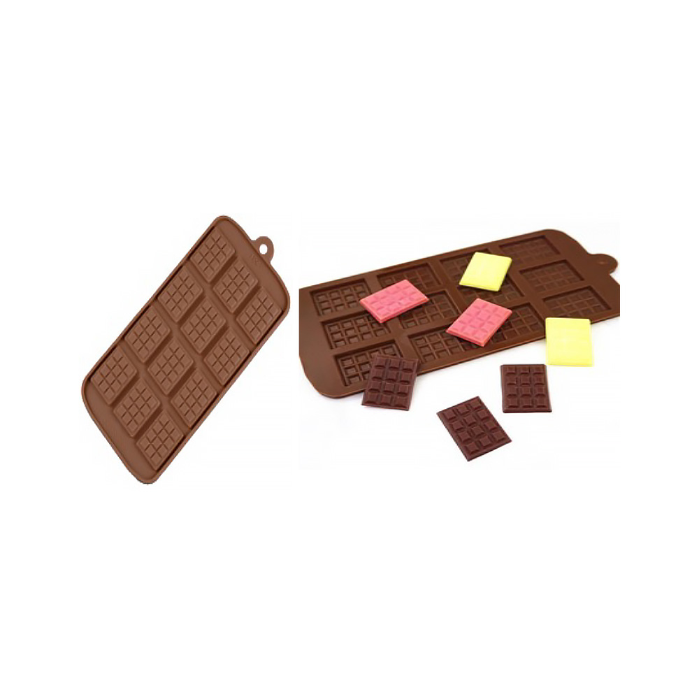 MOLDE SILICON TABLETA DE CHOCOLATE 12 CAV 4X3 CM