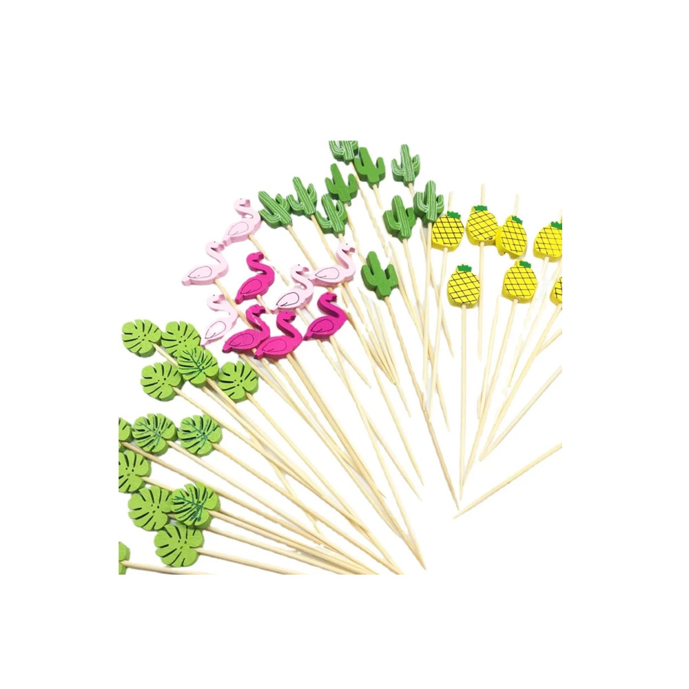 PALILLO FLAMINGO,PIÑA,HOJA Y NOPAL 100 PZAS.