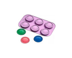 MOLDE SILICON TARTALETA DE 7 CMS. X 2 DE ALT. DE 6 CAV.
