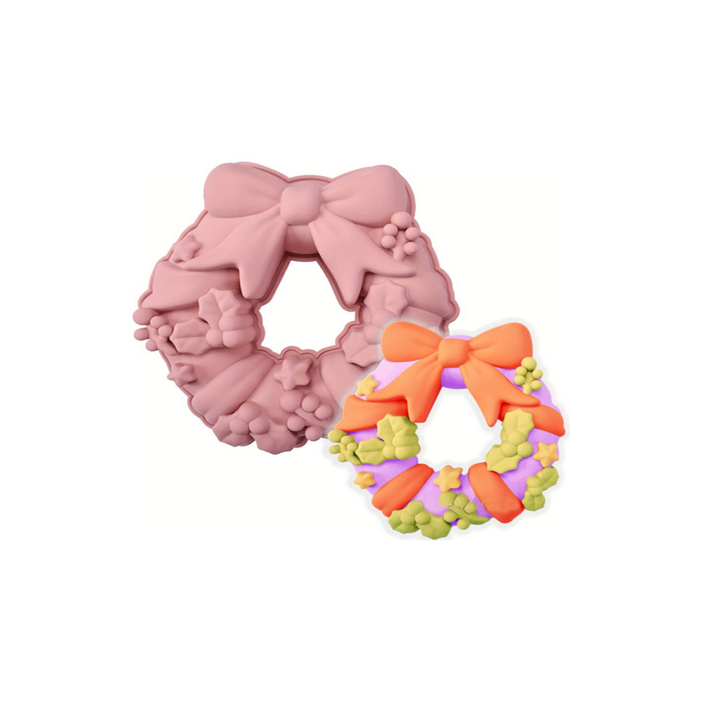 MOLDE SILICON CORONA NAVIDEÑA ROSCA 20X22X4.5 CM